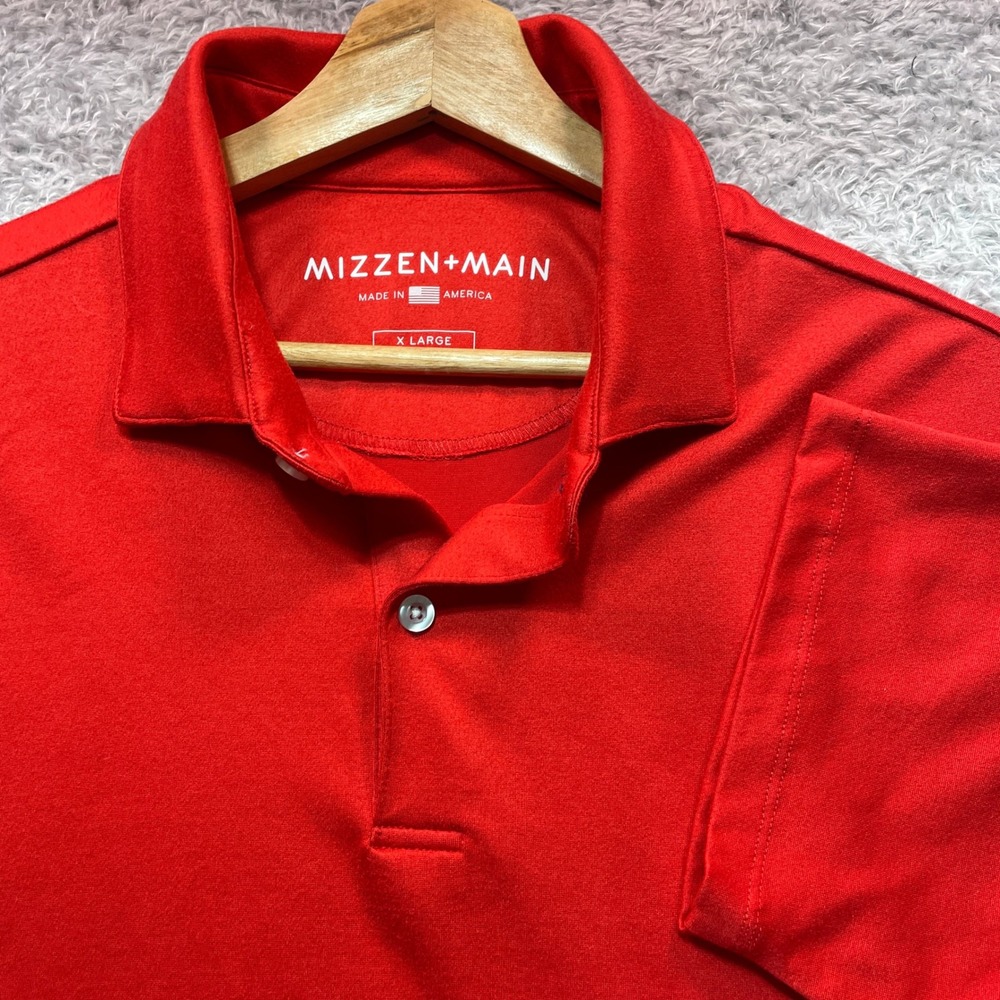 Mizzen+Main Mens XL Red Short Sleeve Performance Polo Shirt Made in USA